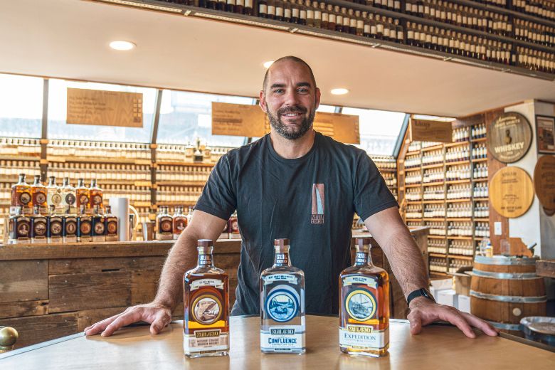 David Weglarz, owner of StilL 630, poses with three of his "Indomitable Spirits."