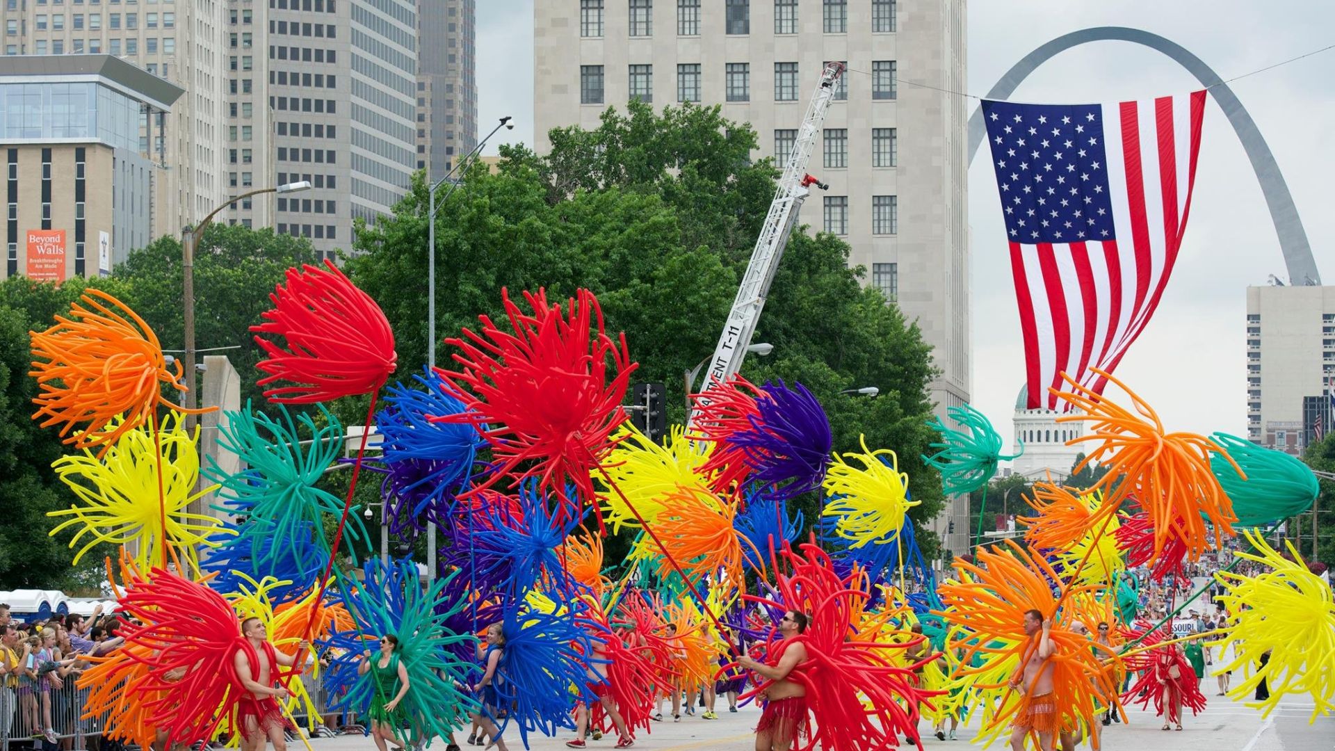 PrideFest in St. Louis includes a colorful parade along Market Street.